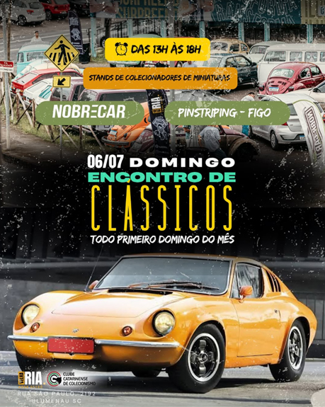 Velharia Park Retrô promove “Encontro de Clássicos”, com carros e motos, neste domingo, dia 06 de julho