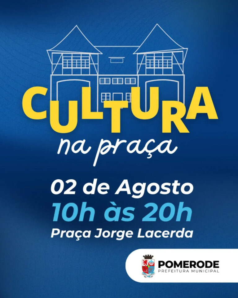 Cultura na Praça movimenta o centro de Pomerode com arte, música e sabores locais, no dia 02 de agosto
