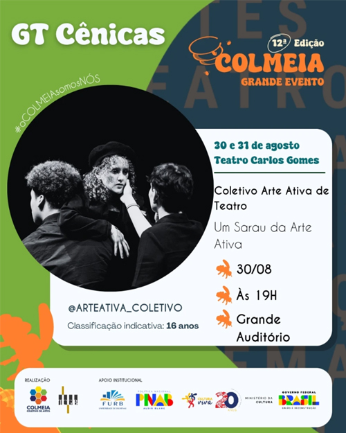 Coletivo Arte Ativa de Teatro apresenta: Um Sarau da Arte Ativa na 12ª Edição do Colmeia