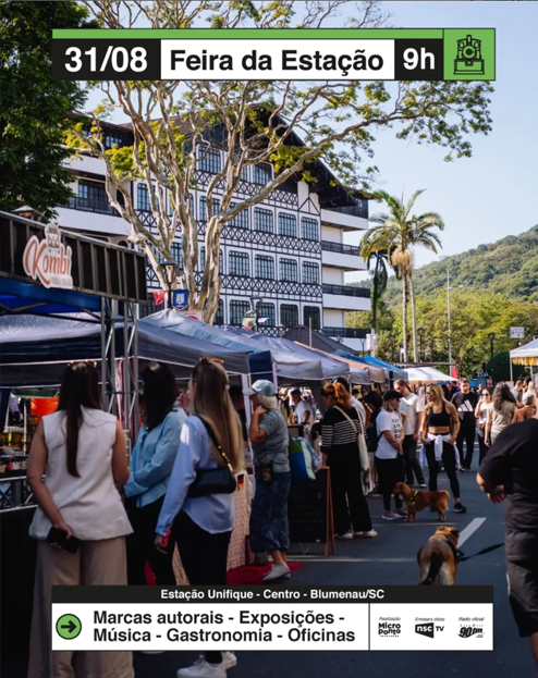 Feira da Estação transforma o Centro de Blumenau em palco de cultura, empreendedorismo e música