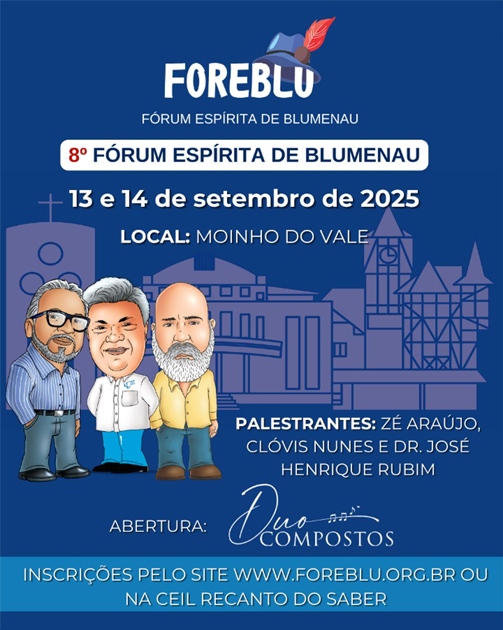 Blumenau recebe a 8ª edição do FOREBLU – Fórum Espírita nos dias 13 e 14 de setembro