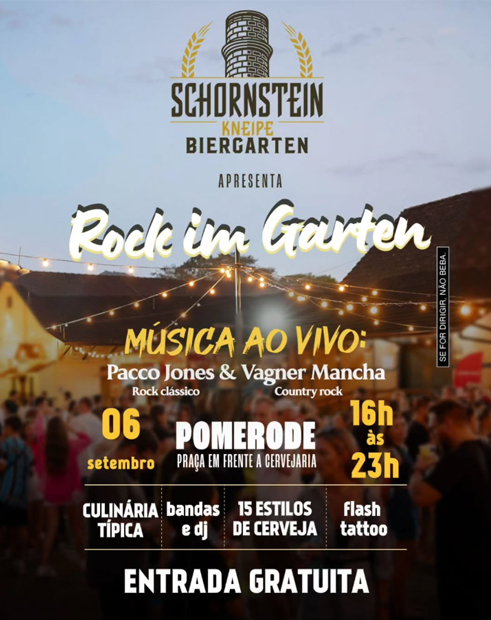 Rock im Garten agita o Kneipe Biergarten com música, gastronomia e cerveja artesanal em Pomerode
