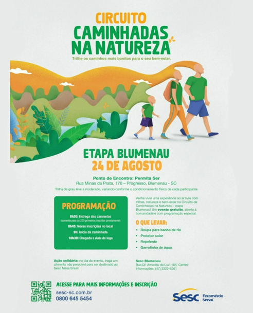 Circuito de Caminhadas na Natureza – Etapa Blumenau une atividade física, contato com a natureza e solidariedade