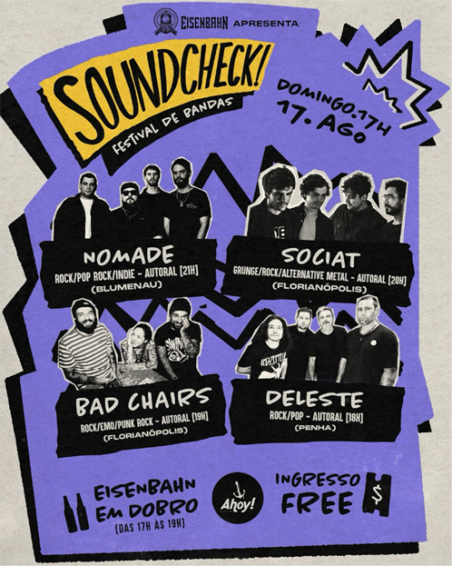 SOUNDCHECK Festival de Bandas agita Blumenau neste domingo dia 17 de agosto