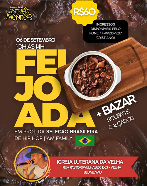 Feijoada Beneficente vai apoiar grupo blumenauense em Mundial de Dança na República Tcheca