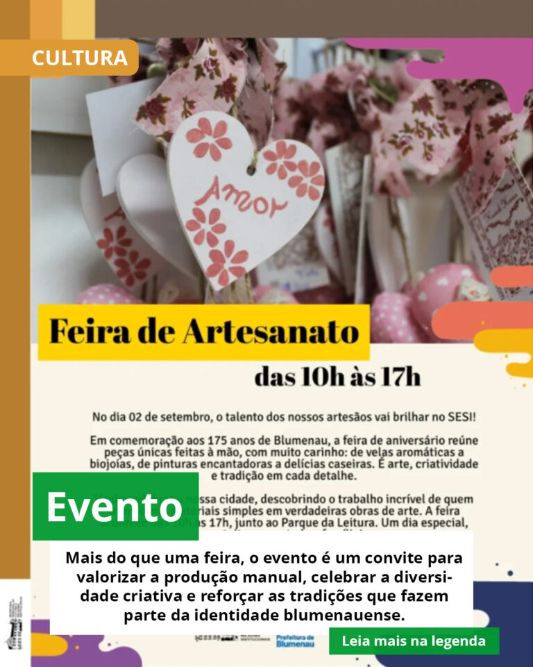Feira de Artesãos celebra aniversário de Blumenau com criatividade e tradição no SESI