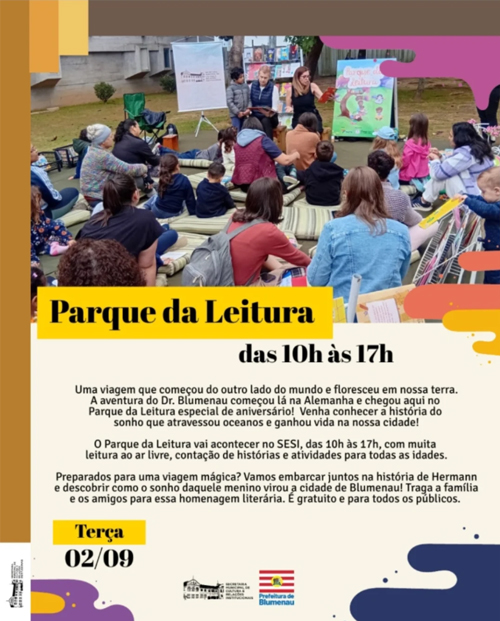 Parque da Leitura especial de aniversário celebra a história de Blumenau